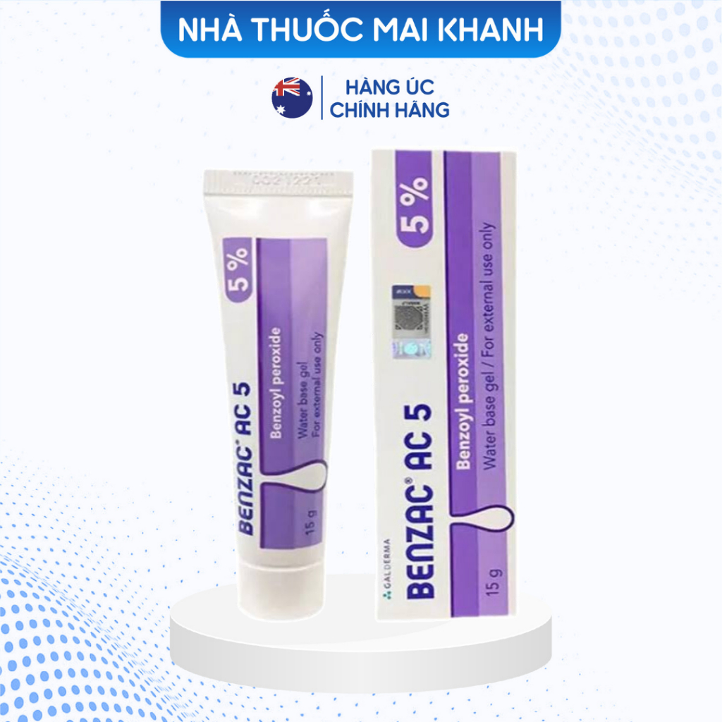 Gel chấm mụn Benzac AC 5% (Benzoyl peroxide 5%) Chính Hãng