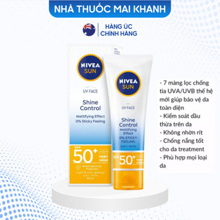 Kem chống nắng Nivea Shine Control SPF 50 UV Face Chính Hãng Úc