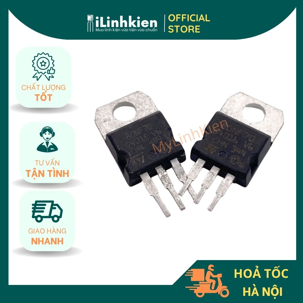 Mosfet 80NF70 chính hãng tháo máy lưng đồng Combo 10 con chất lượng tốt.