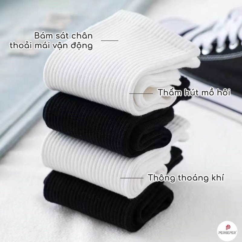 Tất mang giày thể thao CUNA Vớ Cổ Cao Thấp Unisex Dệt Kim Cao Cấp Trơn Màu Trắng Đen Thể Thao Đá Bóng mai lê sport