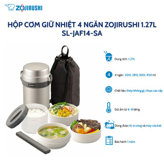 Hộp cơm giữ nhiệt 4 ngăn Zojirushi SL-JAF14-SA 1,27L, hàng chính hãng, bảo hành 1 năm