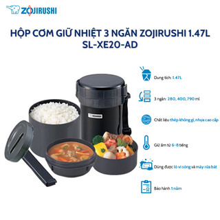 Hộp cơm giữ nhiệt 3 ngăn zojirushi sl-xe20-ad, dung tích 1,47l, bảo hành giữ nhiệt 1 năm