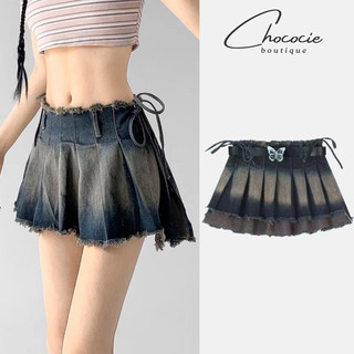 Chân váy jean xếp ly dáng xèo lưng cao cột nơ, chân váy jean tennis dáng xoè hot trend phong cách hàn quốc JEAN XOÈ