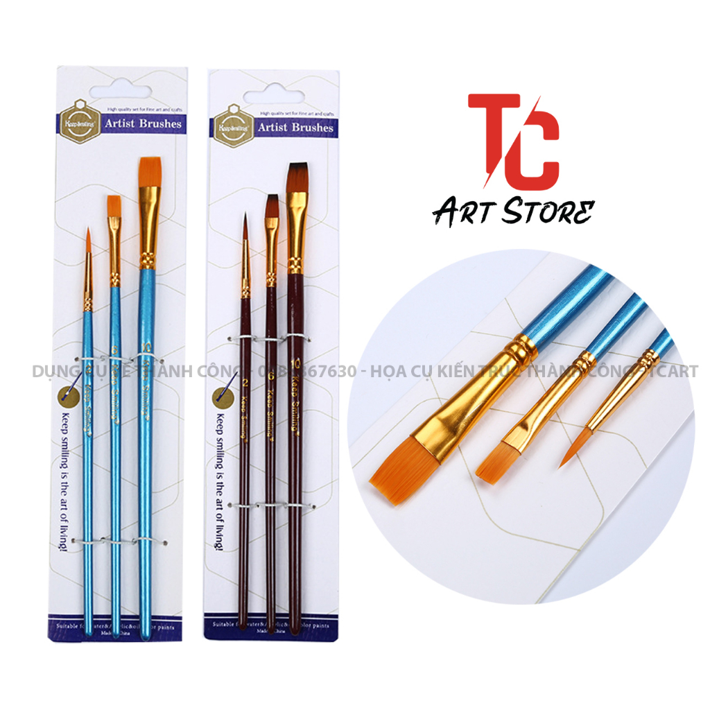 Bộ cọ 3 Cây Vẽ Màu nước, acrylic