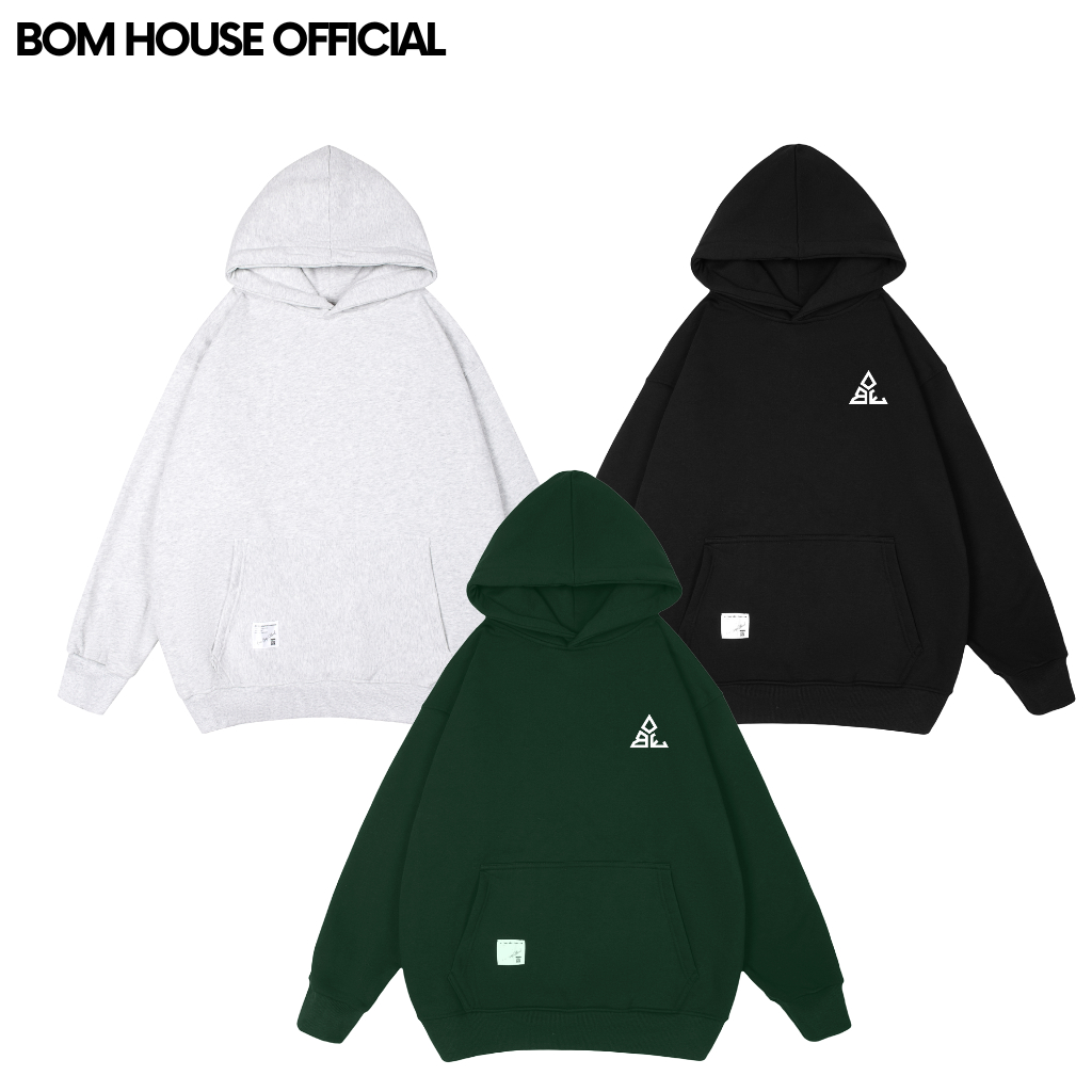 Áo Khoác Hoodie Nỉ Trơn 5 Màu Nam Nữ Form Rộng Chất Nỉ Cotton 2 Lớp Dày Ulzzang Unisex bomhouse