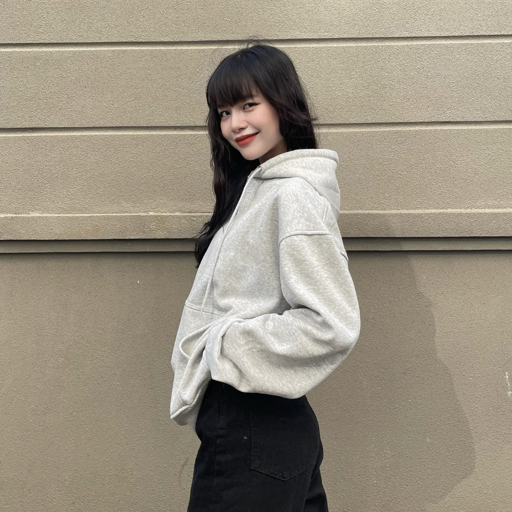 Áo Khoác Hoodie Nỉ Trơn 5 Màu Nam Nữ Form Rộng Chất Nỉ Cotton 2 Lớp Dày Ulzzang Unisex bomhouse