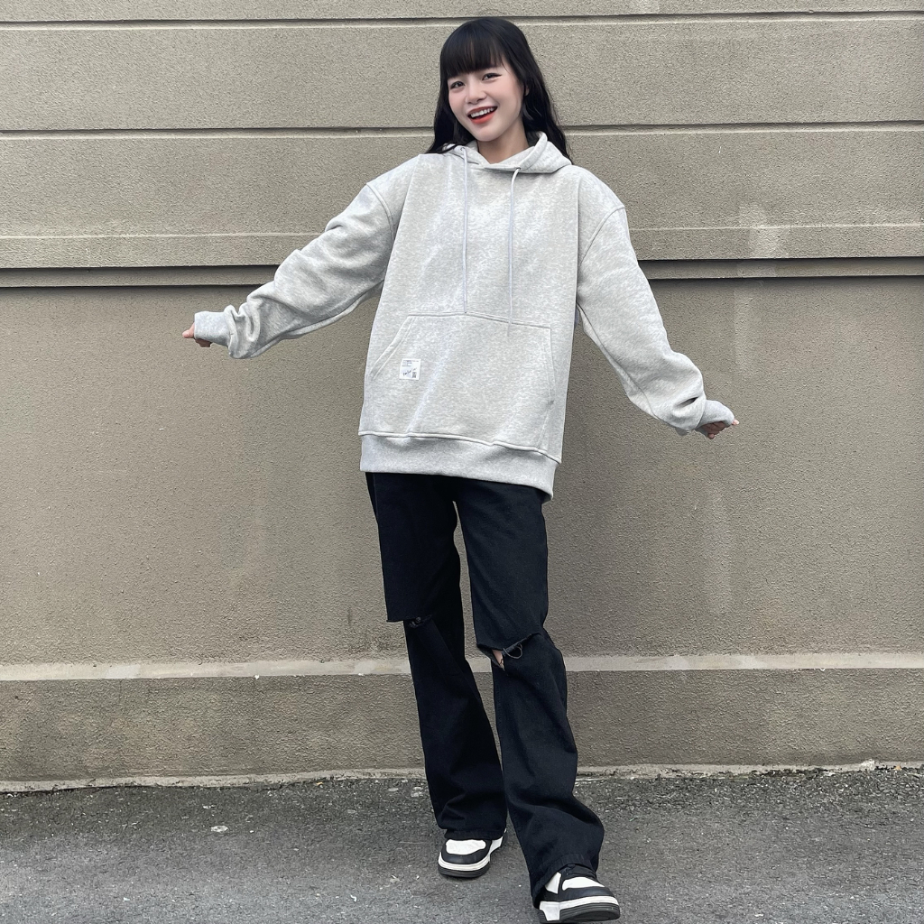 Áo Khoác Hoodie Nỉ Trơn 5 Màu Nam Nữ Form Rộng Chất Nỉ Cotton 2 Lớp Dày Ulzzang Unisex bomhouse