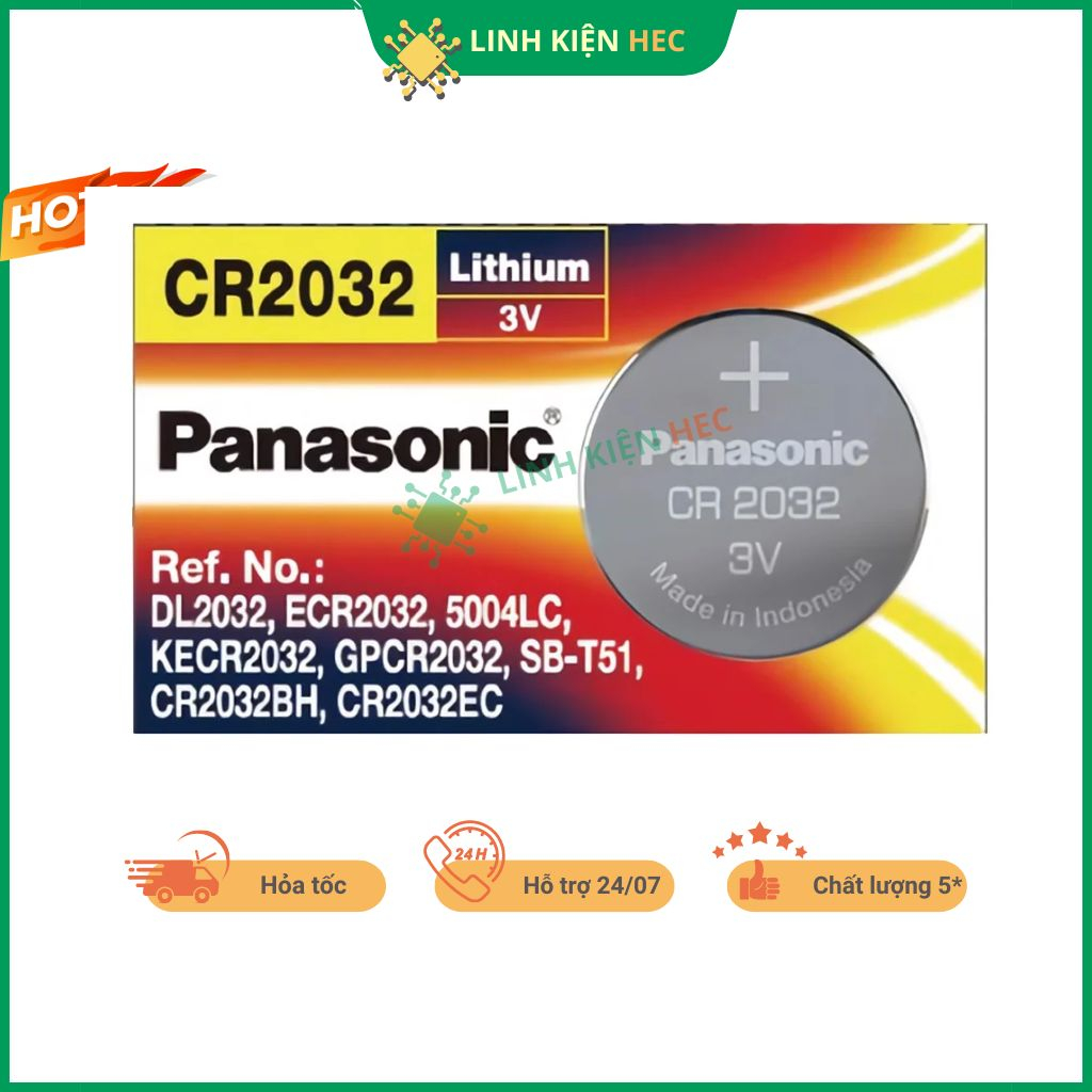 Pin cúc áo CR2032 Panasonic 3V chất lượng cao linh kiện hec.