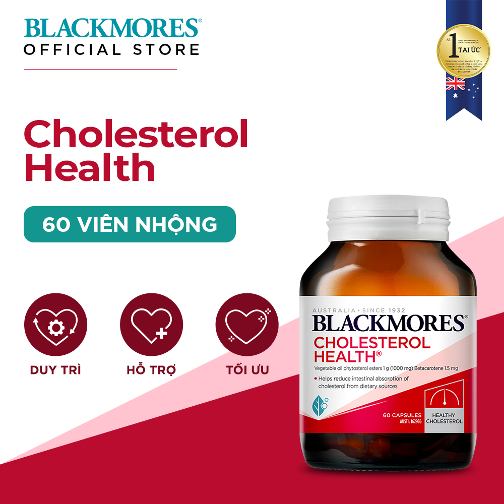 Viên Uống Hỗ Trợ Giảm Cholesterol Ngăn Ngừa Các Triệu Chứng Tim Mạch Blackmores Cholesterol Health Lọ 60 Viên