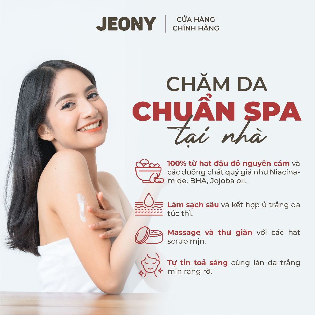 J09 Tẩy Tế Bào Chết Body Đậu Đỏ Jeony - Tẩy Da Chết Mịn Ngay, Lưu Hương, Giúp Dưỡng Trắng Da Toàn Thân, Giảm Mụn Mờ Thâm