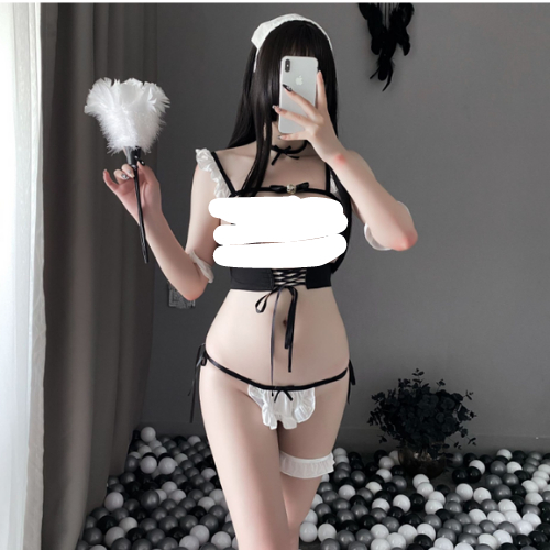 Cosplay hóa trang hầu gái dễ thương set đồ lót xinh xắn anime kèm full phụ kiện và tất mã 870