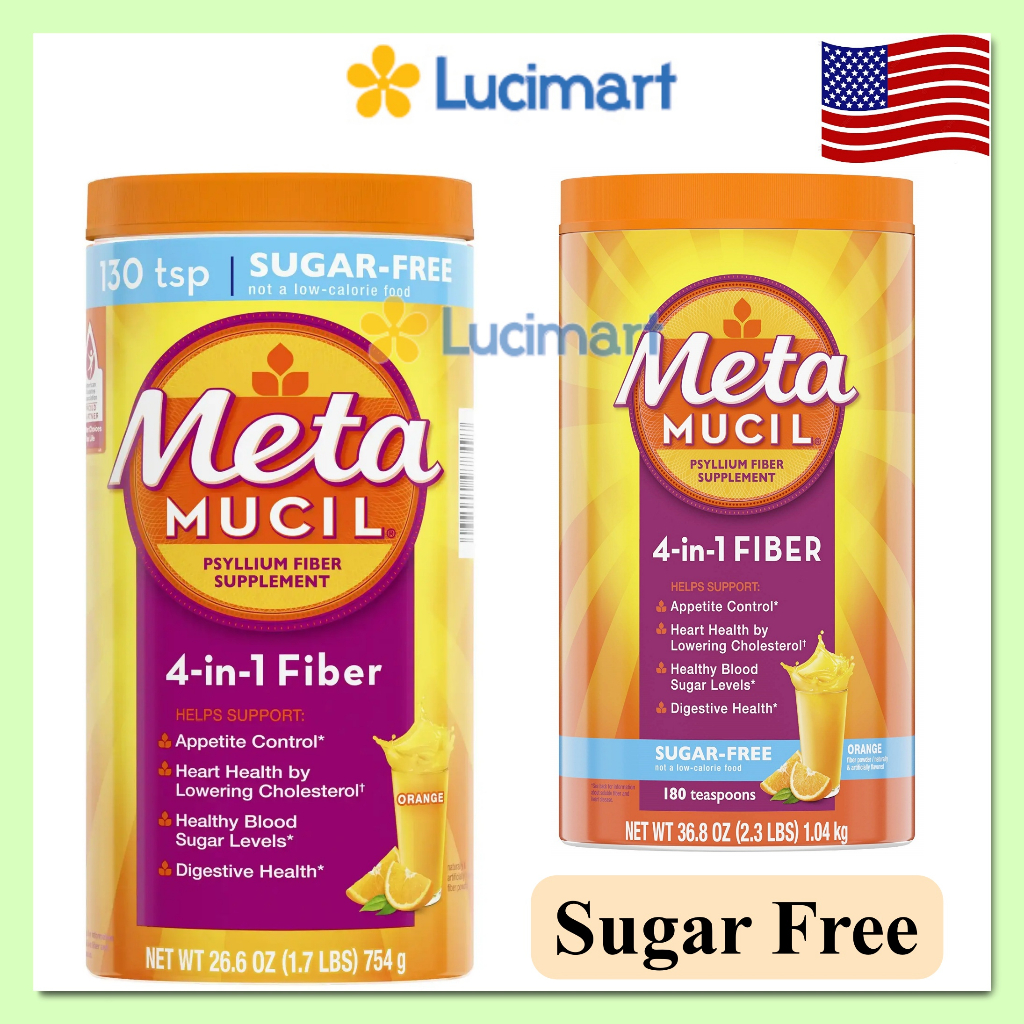 Bột cam hòa tan bổ sung chất xơ Metamucil Fiber Supplement Orange Sugar Free
