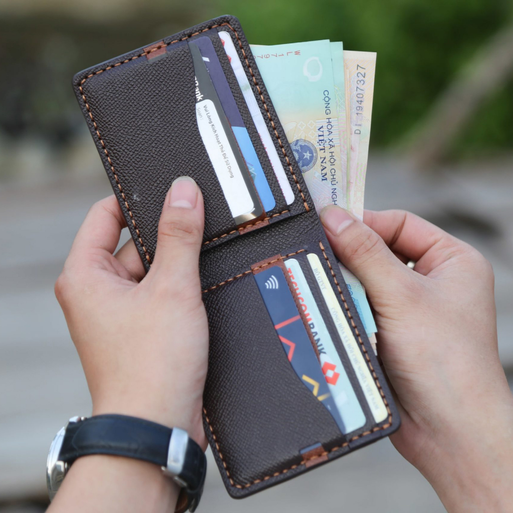 Ví nam mini AD15 bóp nam may thủ công làm từ da bò epsom nhập khẩu, bóp da dáng ngang nhỏ gọn tiện dụng- Zen Leather