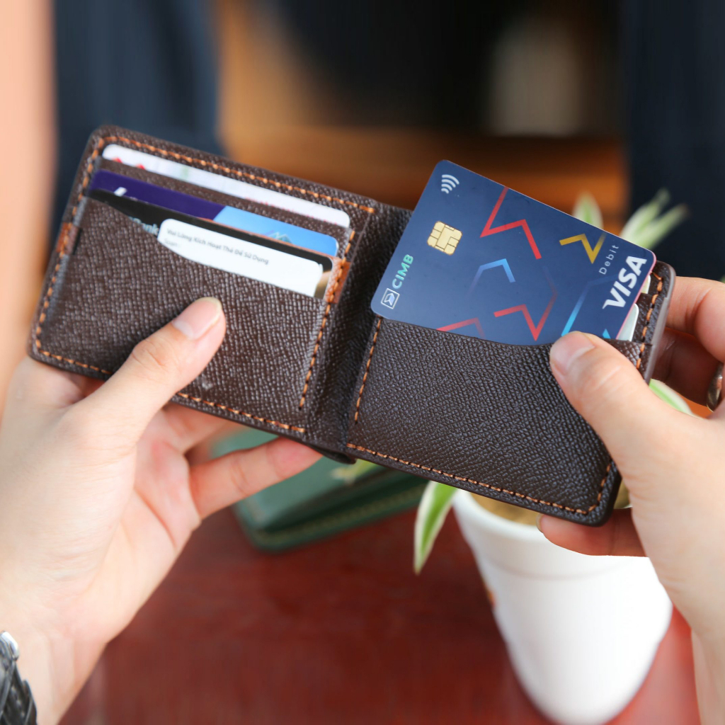 Ví nam mini AD15 bóp nam may thủ công làm từ da bò epsom nhập khẩu, bóp da dáng ngang nhỏ gọn tiện dụng- Zen Leather