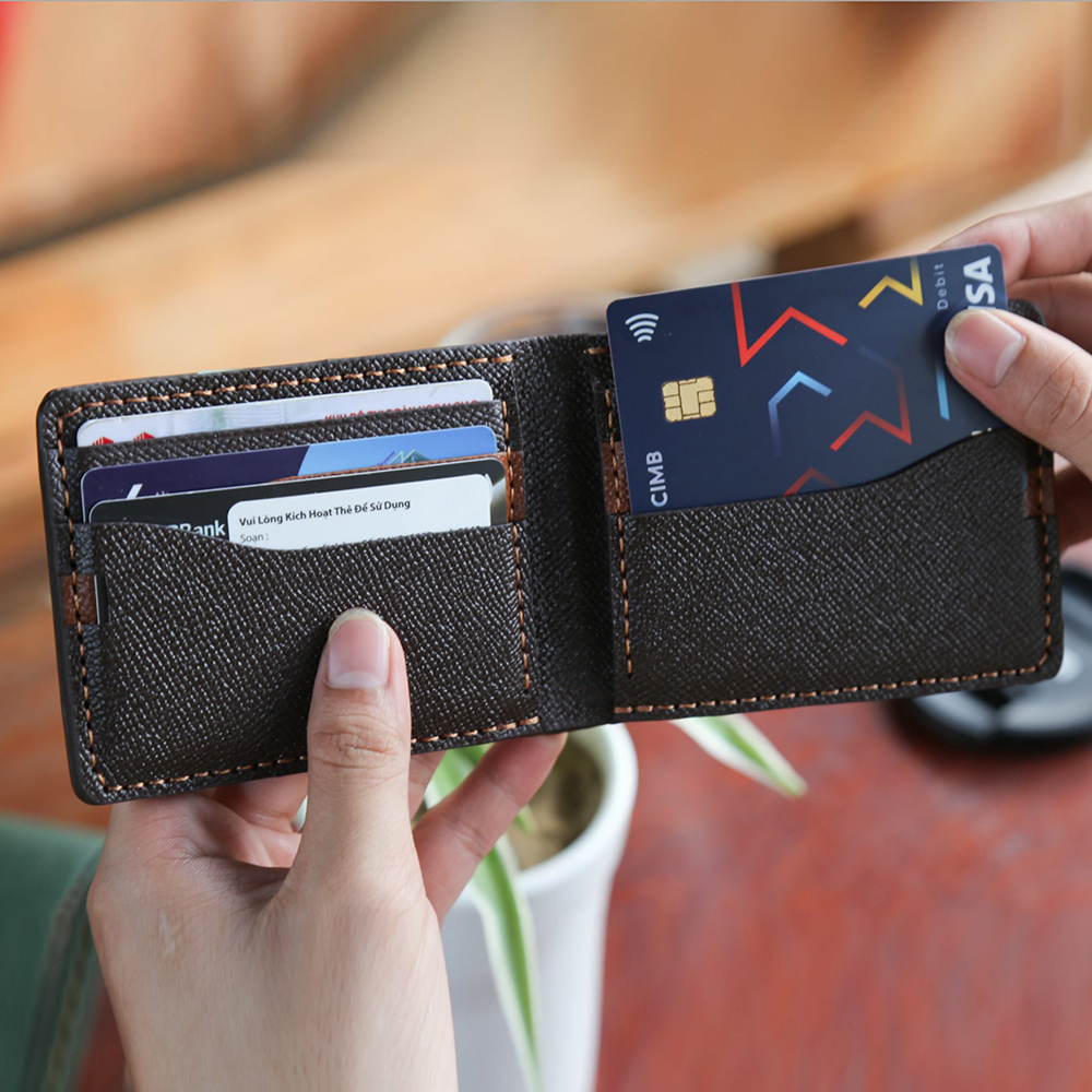 Ví nam mini AD15 bóp nam may thủ công làm từ da bò epsom nhập khẩu, bóp da dáng ngang nhỏ gọn tiện dụng- Zen Leather