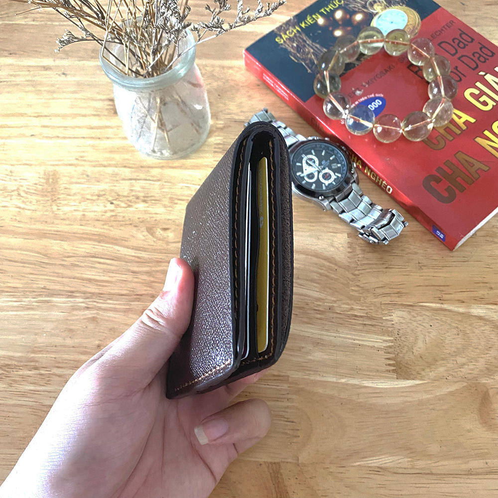 Ví nam mini AD15 bóp nam may thủ công làm từ da bò epsom nhập khẩu, bóp da dáng ngang nhỏ gọn tiện dụng- Zen Leather