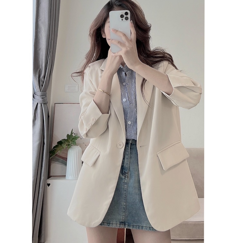 Áo blazer nữ thiết kế khuy vạt sau áo khoác vest nữ A19006 có sẵn