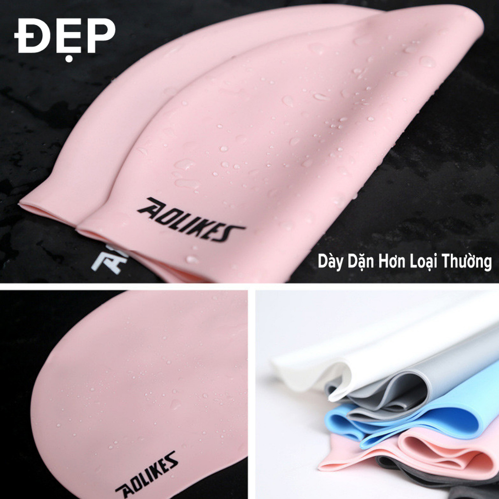 Mũ Bơi Nón Bơi Người Lớn Silicone Siêu Co Giãn Hãng Aolikes AL5030 – Chọn Màu, Siêu Bền, Mềm, Chống Thấm Nước