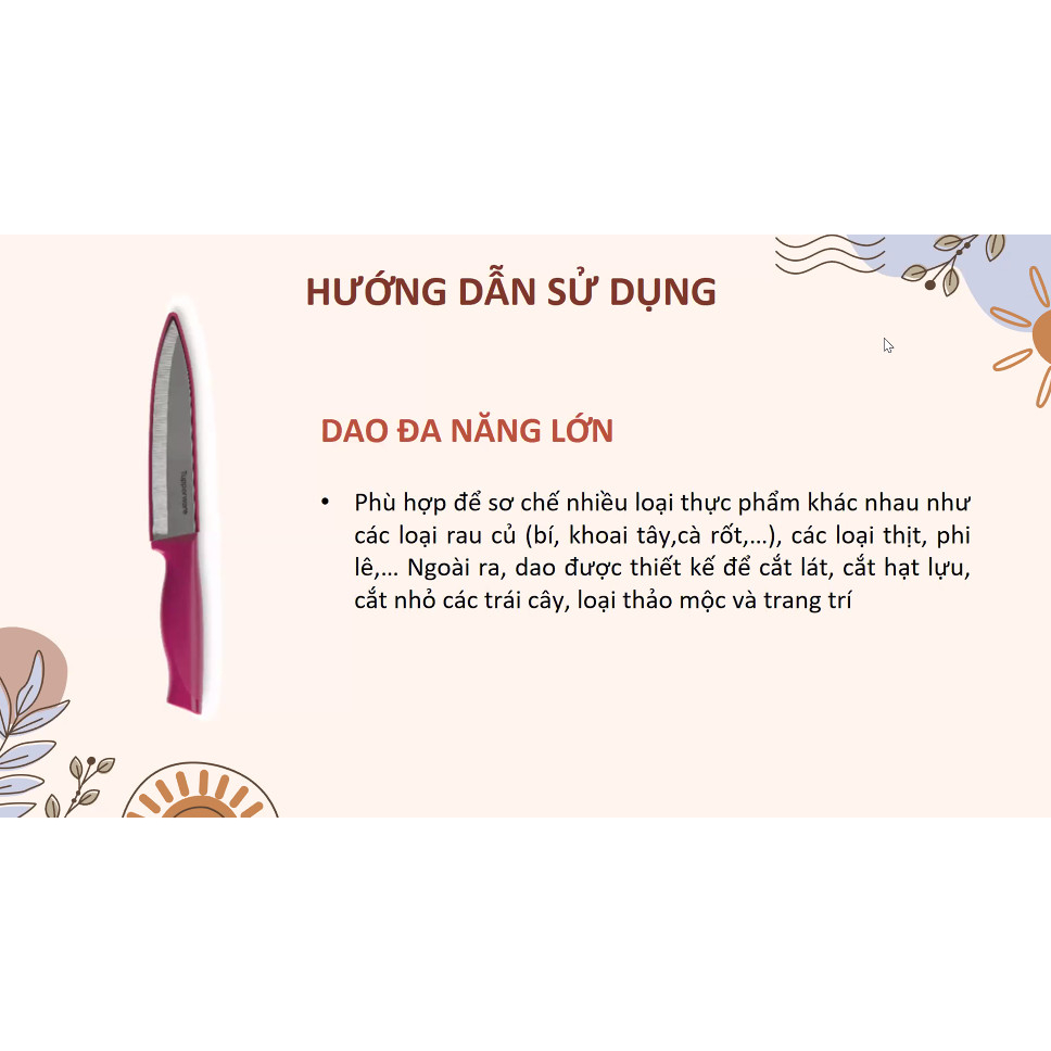 TUPPERWARE_Dao Essential Tupperware lẻ nhiều kích cỡ có nắp