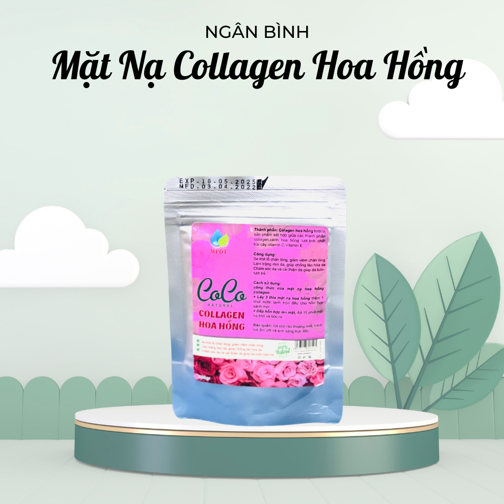 Mặt nạ hoa hồng collagen làm trắng da, căng bóng và dưỡng ẩm cho làn da