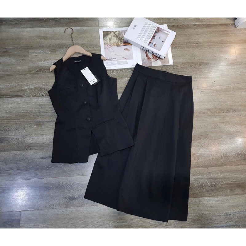 Set 2 mảnh sát nách + chân váy dài thanh lịch