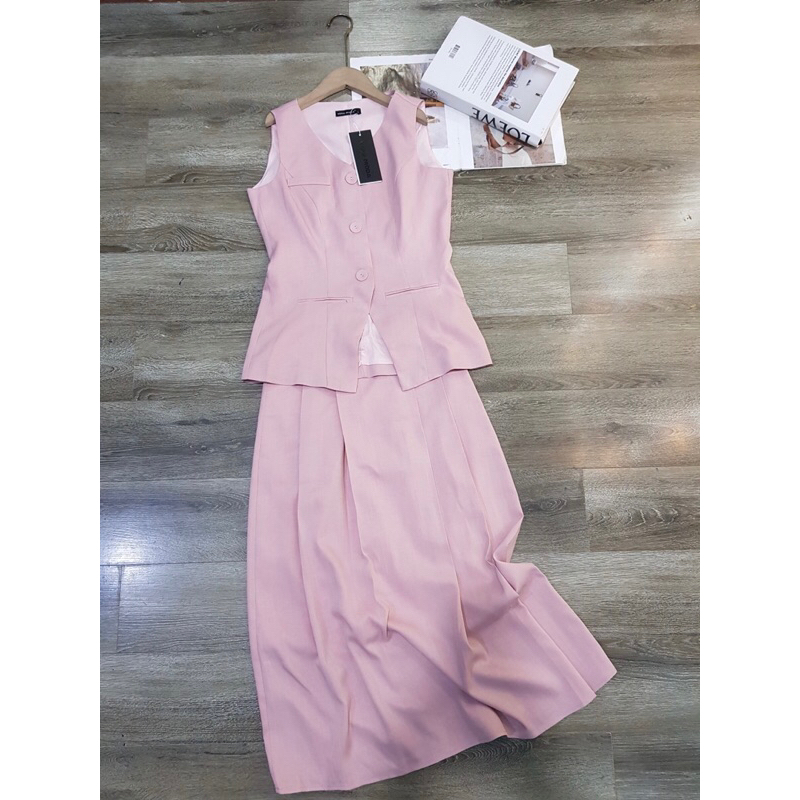 Set 2 mảnh sát nách + chân váy dài thanh lịch