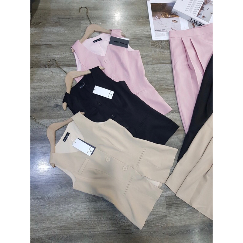 Set 2 mảnh sát nách + chân váy dài thanh lịch