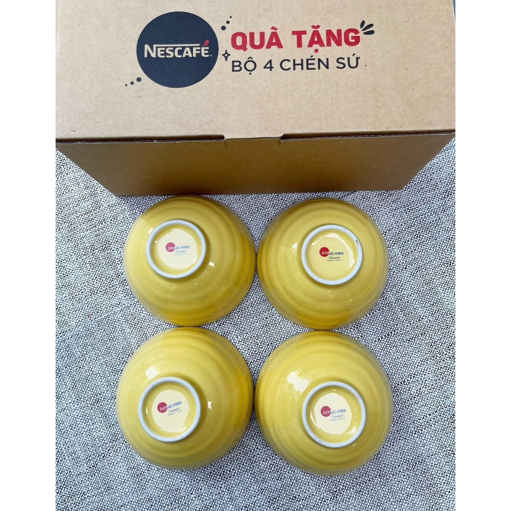 Bộ 4 chén sứ Donghwa cao cấp tráng men vàng siêu đẹp