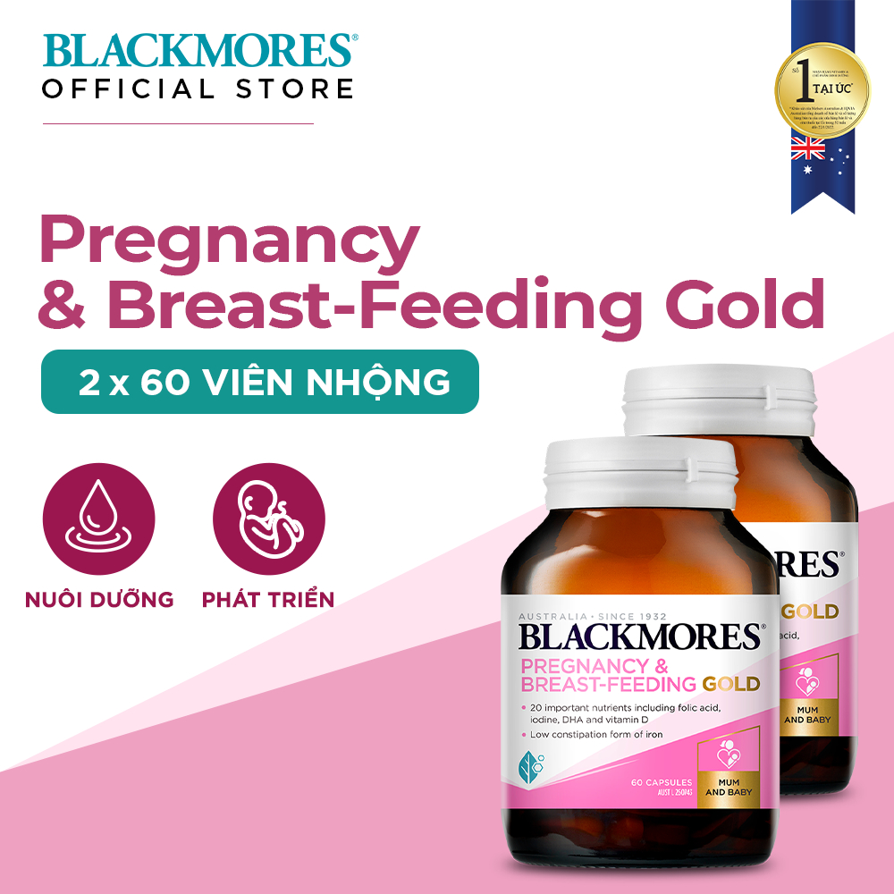 Combo 2 Lọ Vitamin Tổng Hợp Cho Bà Bầu Và Mẹ Cho Con Bú Blackmores Pregnancy & Breast-Feeding Gold 60 Viên/Lọ