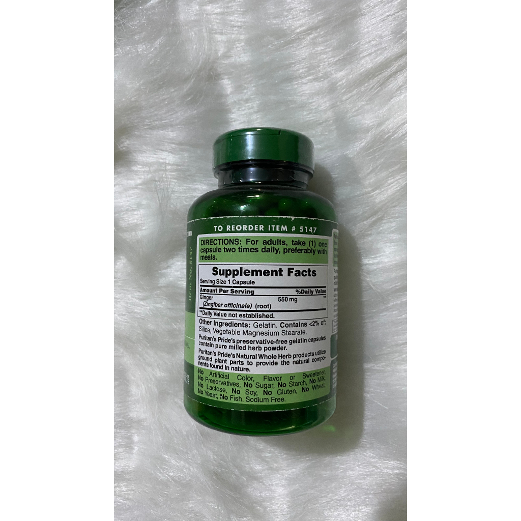 Viên uống gừng Puritan's Pride Ginger Root 550MG  - tăng cường hệ miễn dịch