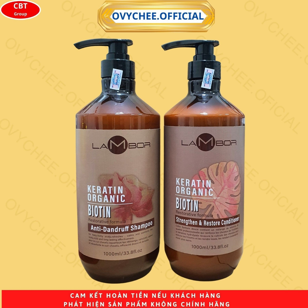 ComBo Dầu Gội Xả LAMBORKERATIN 1000ml Sạch Gàu Ngăn Dầu Chống Gãy Rụng Phục Hồi Nang Tóc Siêu Mềm Mượt |OVYCHEE.OFFICIAL