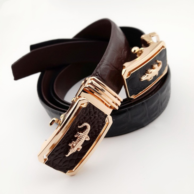 Thắt lưng nam ADL04, nịt bụng nam da bò dập vân cá sấu mặt khóa tự động hợp kim sang trọng - Zen Leather