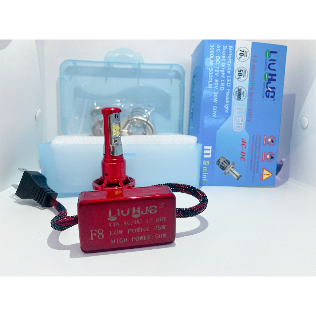 Đèn pha led 8 tim G8 HJG siêu sáng 50w dùng cho xe máy