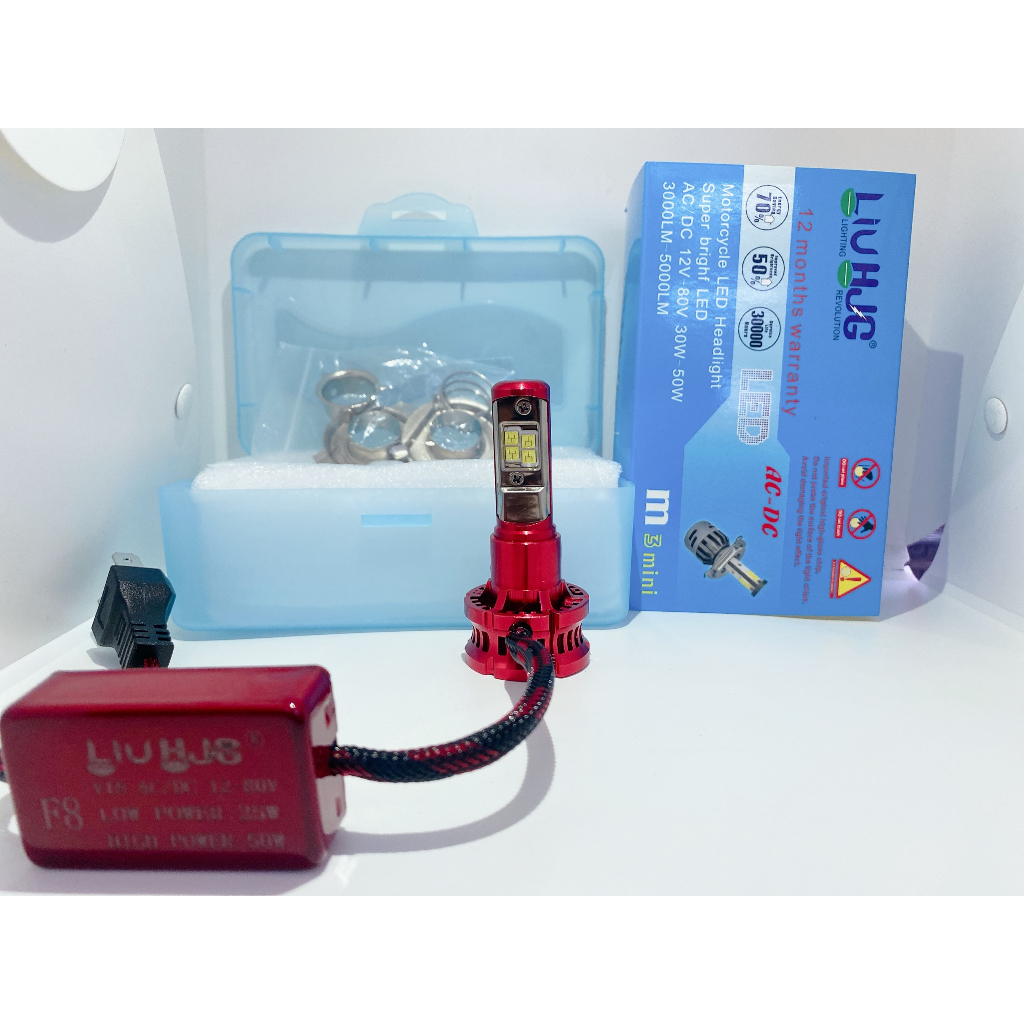 Đèn pha led 8 tim G8 HJG siêu sáng 50w dùng cho xe máy