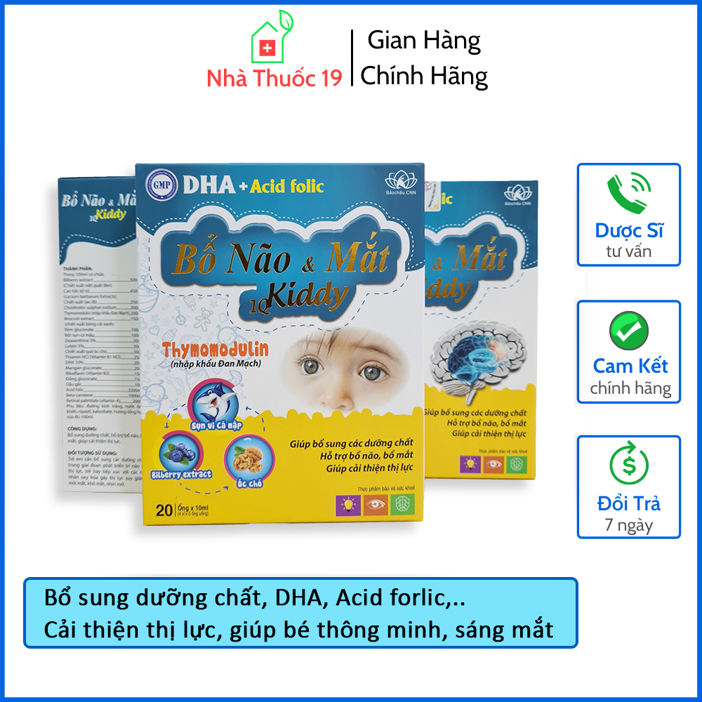 DHA, Acid folic bổ não và bổ mắt IQ KIDDY giúp bé phát triển não bộ thông minh tăng khả năng ghi nhớ, sáng mắt