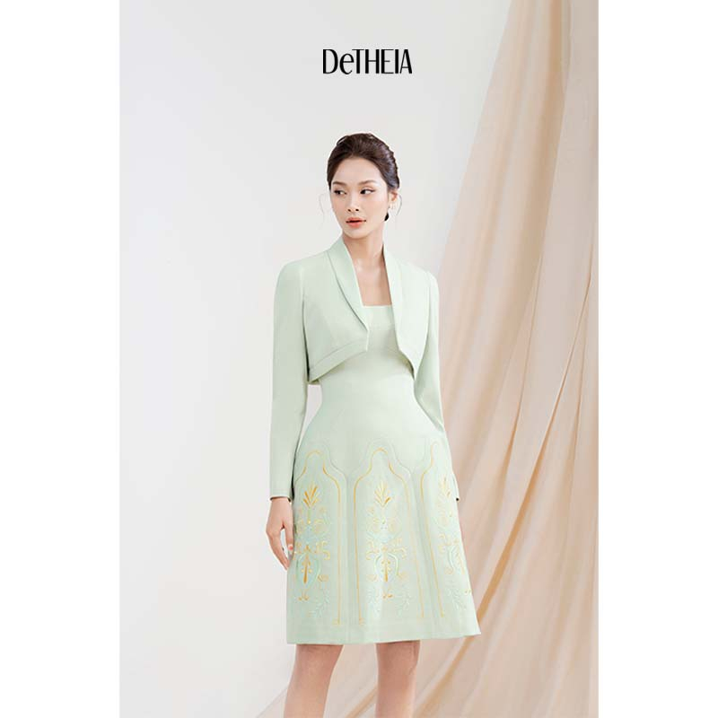 Áo khoác Elizabeth dáng lửng cách điệu mặc đi sự kiện dạ hội sang chảnh thương hiệu cao cấp DeTHEIA