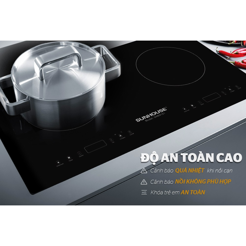 Bếp đôi điện từ SUNHOUSE SHB9101