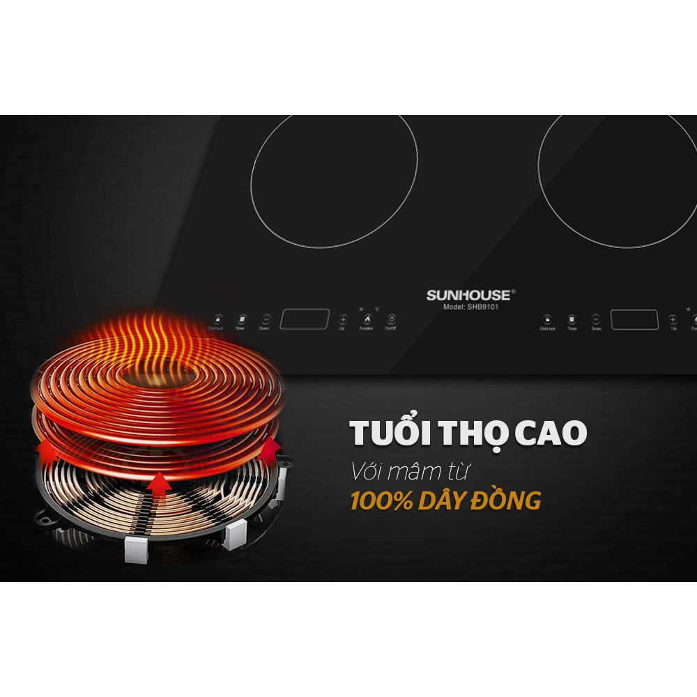Bếp đôi điện từ SUNHOUSE SHB9101