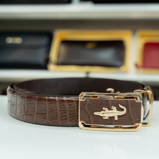 Thắt lưng nam ADL04, nịt bụng nam da bò dập vân cá sấu mặt khóa tự động hợp kim sang trọng - Zen Leather