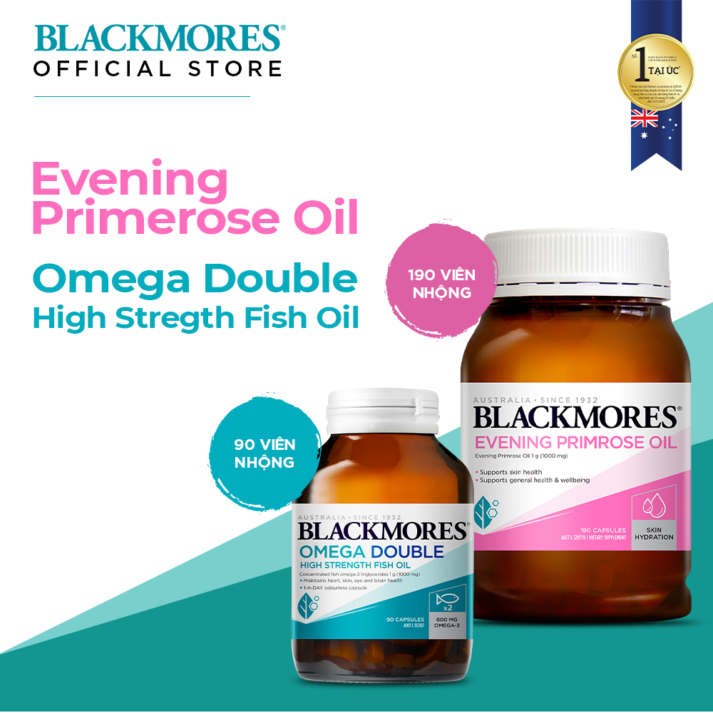 Combo Tinh Dầu Hoa Anh Thảo Blackmores Evening Primrose Oil và Viên Uống Dầu Cá Blackmores Double Omega High Strength