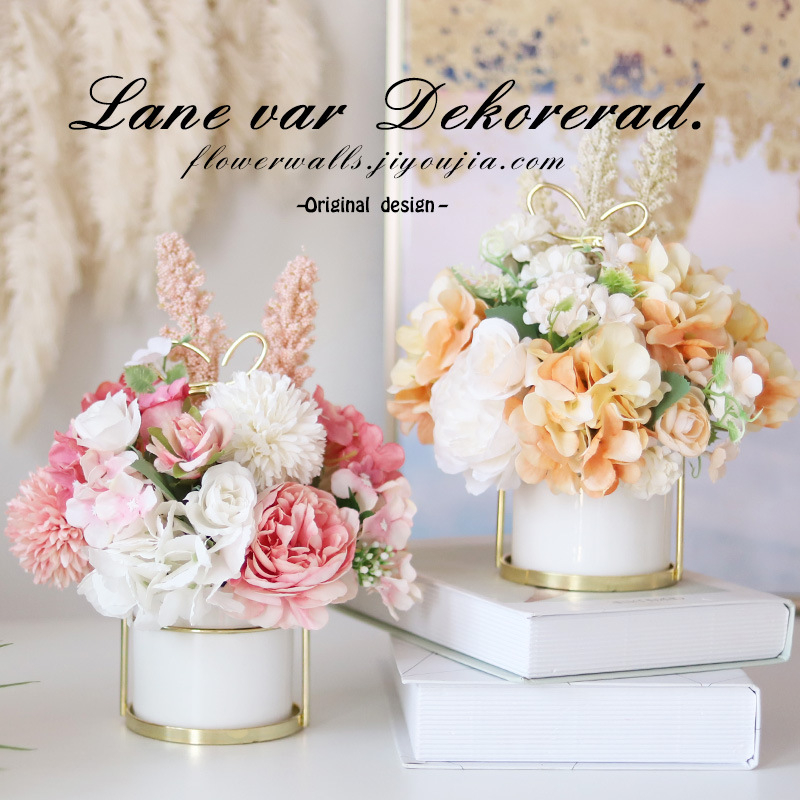 Chậu hoa giả để bàn - Chậu hoa giả cắm sẵn để bàn trang trí phòng khách, showroom, bàn làm việc,.. Hoa giả decor