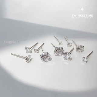 TT Bông tai bạc nữ Twinkle Time cao cấp nụ đá nhiều size lấp lánh nhỏ xinh thu hút mọi ánh nhìn TT013