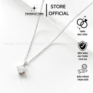 Dây chuyền nữ bạc S925 chính hãng Twinkle Time cao cấp, vòng cổ bạc đính 1 viên đá Elisie Necklace TT005A