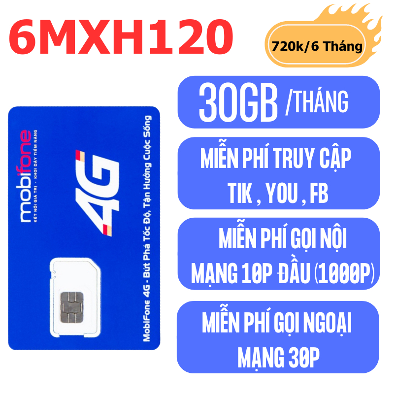 Sim 1000 TỶ MXH120 KHÔNG GIỚI HẠN XEM YOU, FA, TIK tặng thêm 1GB/ ngày , 10p đầu nội mạng, 30p ngoại mạng