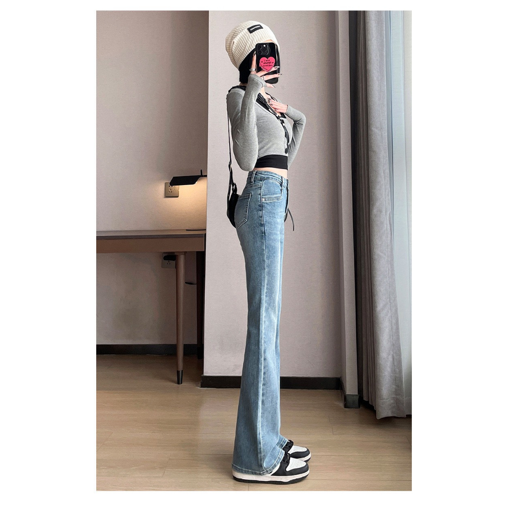 Quần bò jean nữ ống loe co giãn jeans cạp cao cao cấp jeanshop_0603 22475084952