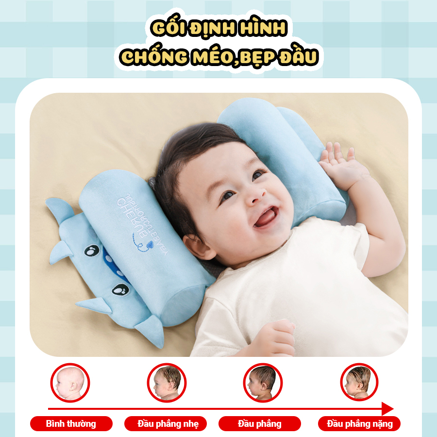 Gối Chặn Định Hình Đầu Cao Cấp Cho Bé Sơ Sinh, Gối Chống Méo Đầu, Bẹp Đầu