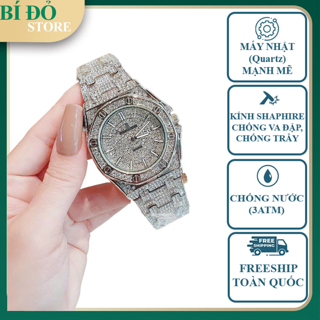 Đồng hồ nam AUDERMARS PIGUET máy nhật, chống nước, chạy full kim, mặt size 40mm, dây đính full hạt CAO CẤP
