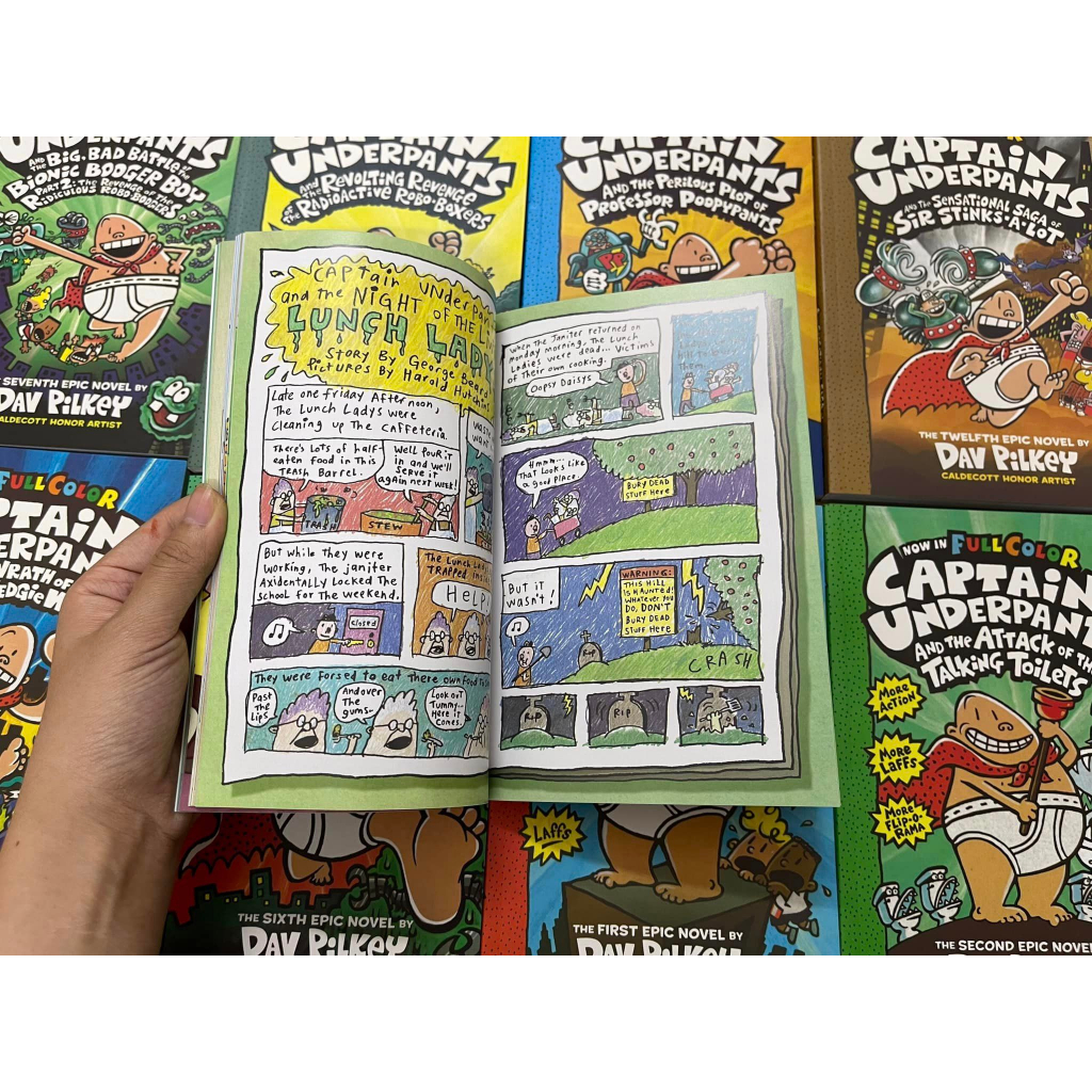 Sách -  The Adventures of captain underpants now in full color - bộ 12 cuốn màu