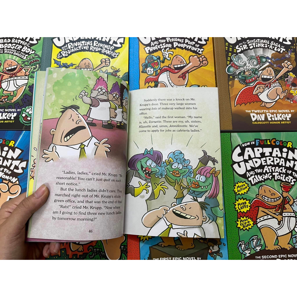 Sách -  The Adventures of captain underpants now in full color - bộ 12 cuốn màu