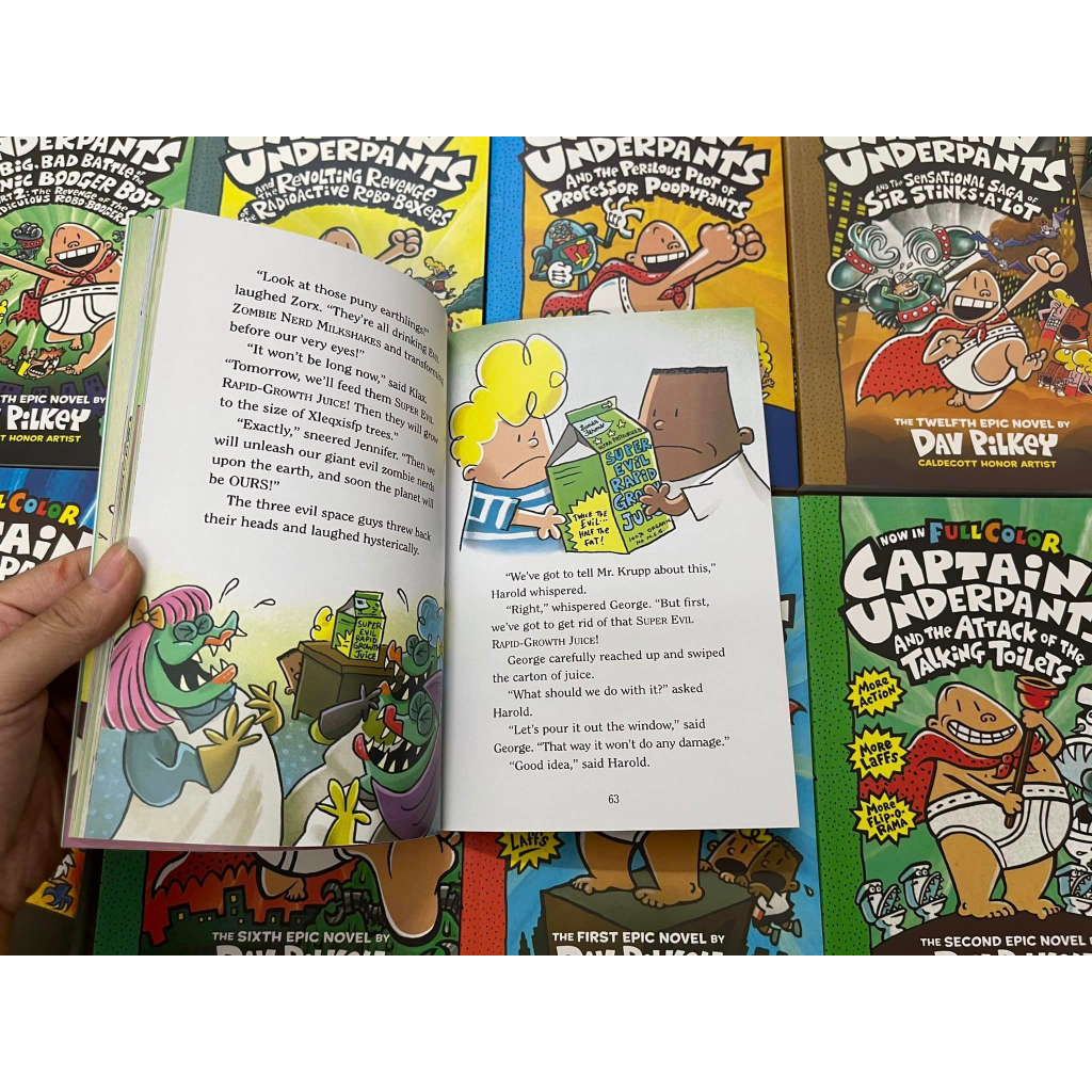 Sách -  The Adventures of captain underpants now in full color - bộ 12 cuốn màu